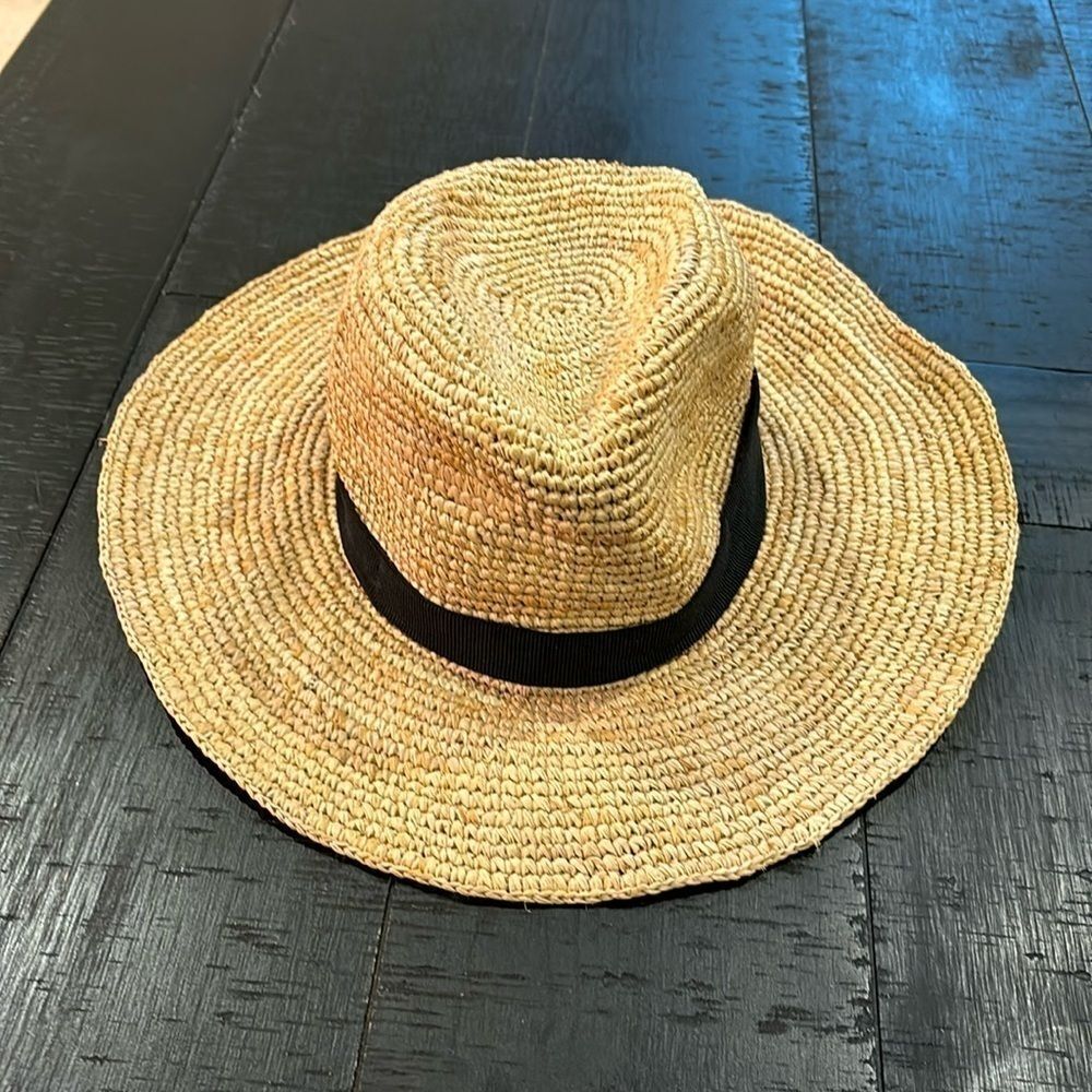 J. Crew Straw Sun Hat with Black Band
